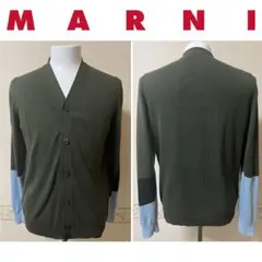【古着・美品】MARNI　カラーブロックコットンニットL/Sカーディガン【46】