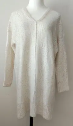 MOGA キラキラスパンコールアイボリー アンゴラ混ロングニット2#34