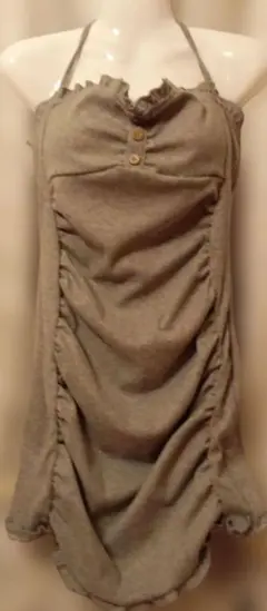 SHEIN グレー フリル付きキャミワンピース