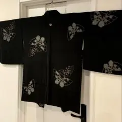 大正ロマン　昭和レトロ　黒羽織　羽織り　着物　道行　和洋折衷　マジョリカお召し