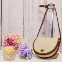 OLD COACH ミニショルダーバッグ バイカラー ターンロック金具 クリーム