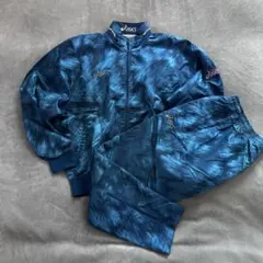 レトロ アシックス ゼブラ柄 90s トラックジャケット パンツ セットアップ