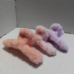ファー素材 ヘアクリップ 3個セット