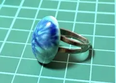 九谷焼 カボションリング 指輪フリーサイズ ターコイズブルー