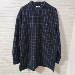 【XL】UNIQLO フランネルオーバーサイズスタンドカラーチェックシャツ
