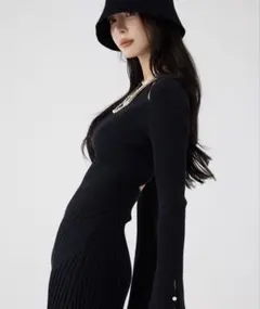 EIMY ISTOIRE リブニットフレアワンピース