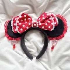 ディズニー　カチューシャ　イヤリング　水玉　赤　ミニー　レア　超美品　♡