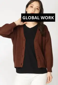 GLOBAL WORK 透かし編みカーディガン