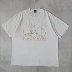 90s USA製　OCEAN CITY　スーベニアTシャツ　白　シングルステッチのサムネイル