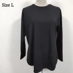 ユニクロ コットンロングシャツテールT 長袖 ロンT スリット 黒 L