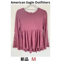 【新品タグ付M】アメリカンイーグル長袖レースペプラムプルオーバーフレアスリーブ