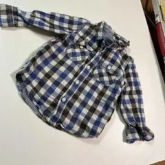 青と黒のチェック柄長袖シャツ　ベビーギャップ　90