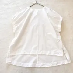 ★美品 ルシェルブルー ブラウス 半袖 日本製 36 白 綿 コットン S