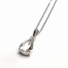 246 スワロフスキー 雫ティアドロップペンダントネックレス 喜平チェーン付