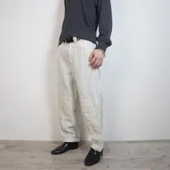 BLOHM ストライプ柄スラックスパンツ リネン混 アイボリー/AZ120