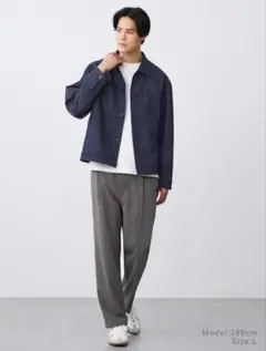 【今期】PLST　プレシャスドライワンタックテーパードパンツ　GRAY　Lサイズのサムネイル