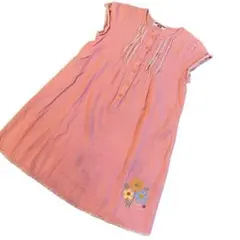 お値下げ ミキハウス♡120 半袖 ワンピ チュニック 薄ピンク コットン