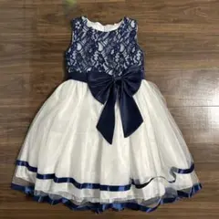 ネイビーとホワイトのレースドレス 140