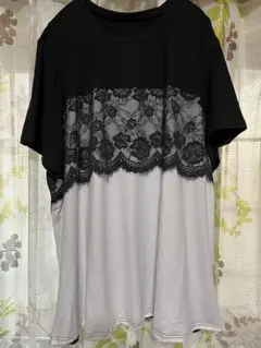 【新品未使用】レース切り替えチュニック Tシャツ＊大きいサイズ
