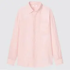 ユニクロ　プレミアムリネンシャツ　ピンク