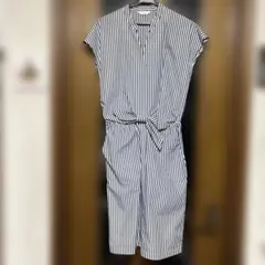 ストライプ ノースリーブ シャツワンピース