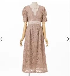 LilyBrown レイヤード刺繍チュールドレス　ピンクベージュ/S