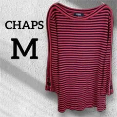 CHAPS 【M】ピンク/ネイビー ストライプ 長袖Tシャツ