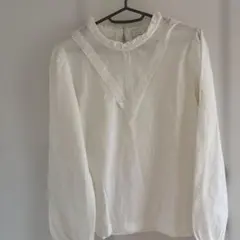 ZARA ホワイト レースディテール 長袖シャツ