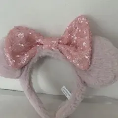ピンクリボン付き耳カチューシャ ミニーちゃん ディズニーカチューシャ
