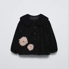 ZARA ベビー 新品 ベルベットフラワートップス シャツ 92