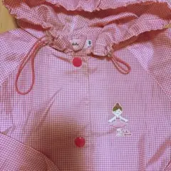 ミキハウス　ピンクのギンガムチェック レインコート 130
