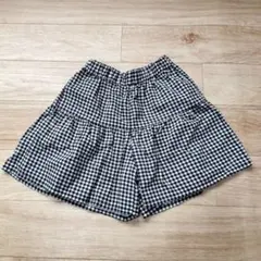 ​【美品】GU ギンガムチェック ティアード キュロットパンツ 150 女の子