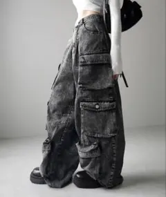 ミームセレクト デニムパンツ ワイドカーゴ