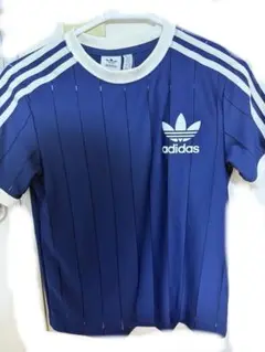 adidas ネイビー ストライプ Tシャツ S