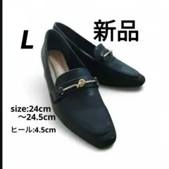 【新品】ayano ローファー　ブラック　L　パンプス　黒　厚底　ゴールド金具のサムネイル