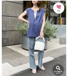 カットジョーゼットキーネックベスト　ブルー　ナチュラルクチュールのサムネイル