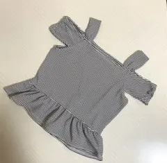 オフショルダー タンクトップ ボーダー トップス サイズM