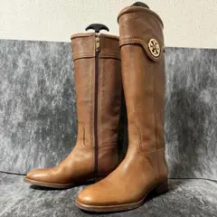 トリーバーチ　本革　ロングブーツ　茶　7M 24cm ブラウン