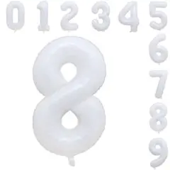 8 風船 バルーン 誕生日 パーティー バースデー 数字 ホワイト