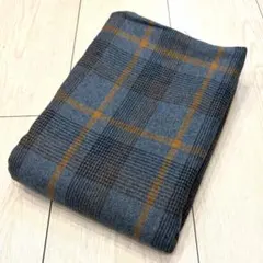ブルー系　チェック柄　ウール　生地　布地　秋冬