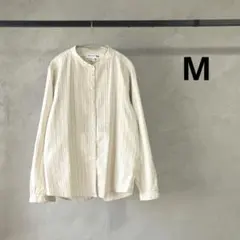 美品 ユニクロ イネス コットンツイルピンタックストライプシャツ Mのサムネイル