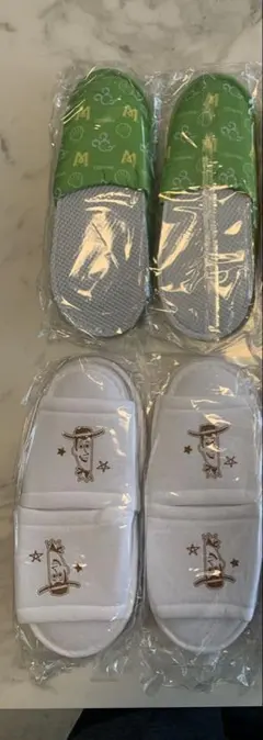 ディズニーキャラクタースリッパ 緑と白