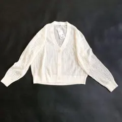 24SS タグ付未使用 メッシュ 麻混 Vネックショートカーディガン ユニクロ