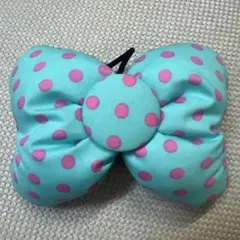 スクバに♡一個600円！ ♡ペパーミントグリーン×ピンクドット♡デカリボンゴム