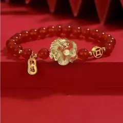 ★新品・未使用☆　赤いクリスタルブレスレット（ドラゴンモチーフ）