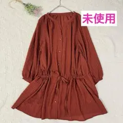 【未使用】grove グローブ チュニック ブラウス M テラコッタ 体型カバーのサムネイル