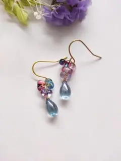 ☆❤️ アジサイ 紫陽花 猫 ピアス イヤリング ハンドメイド 260607