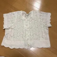 お値下げ　今シーズン♦︎新品♦︎レース編み透かしカーディガン　半袖　Lサイズのサムネイル