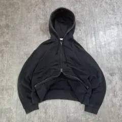 00s archive zip up hoodie black y2k