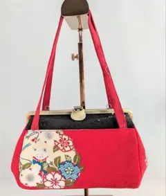 京友禅　ミニ福猫ちゃん柄 あおりバック